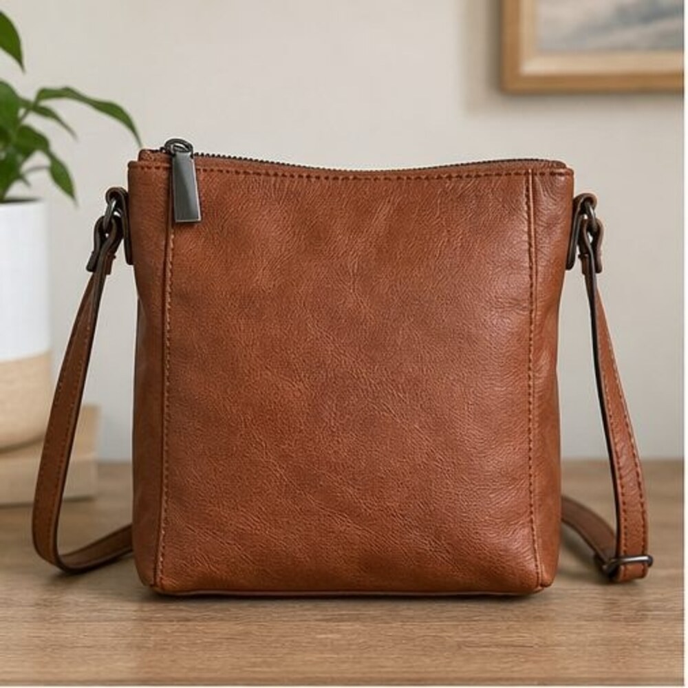 Cognac Faux Leather Bag